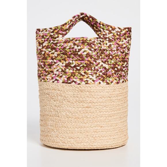 LA DoubleJ Sunbathing Raffia Pouch Woven Straw Bag Brown Tan Sz OS - Picture 1 of 12